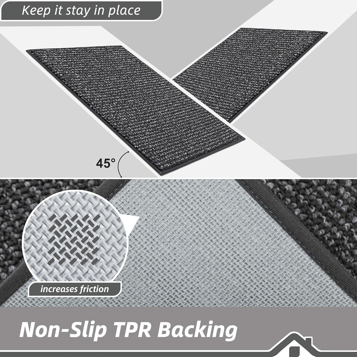 BEQHAUSE Dirt Trapper Door Mat 20"x32", Non-Slip Washable Doormat, Charcoal