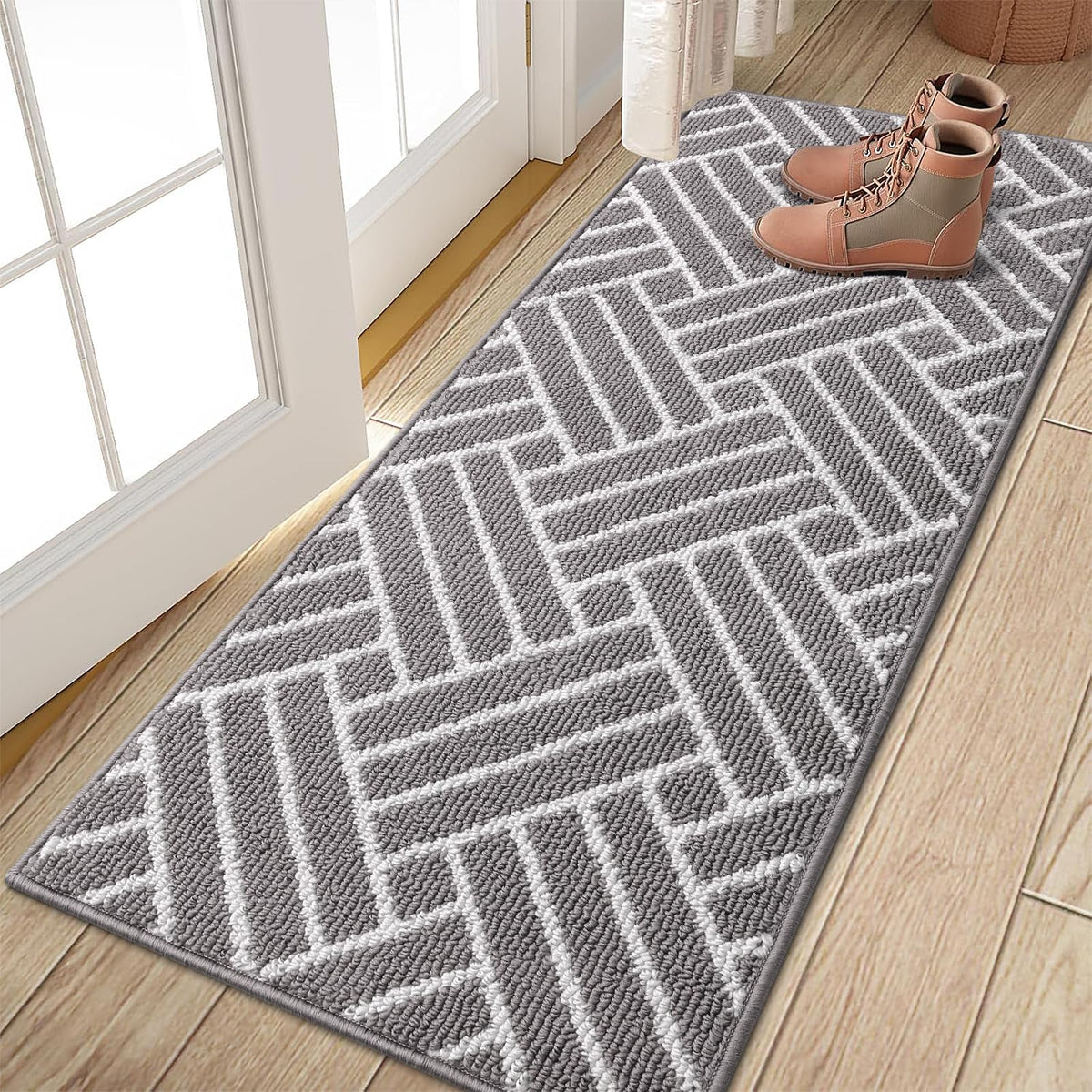 OLANLY Indoor Door Mat 32x20, Low-Profile Dirt Resistant Doormat, Grey