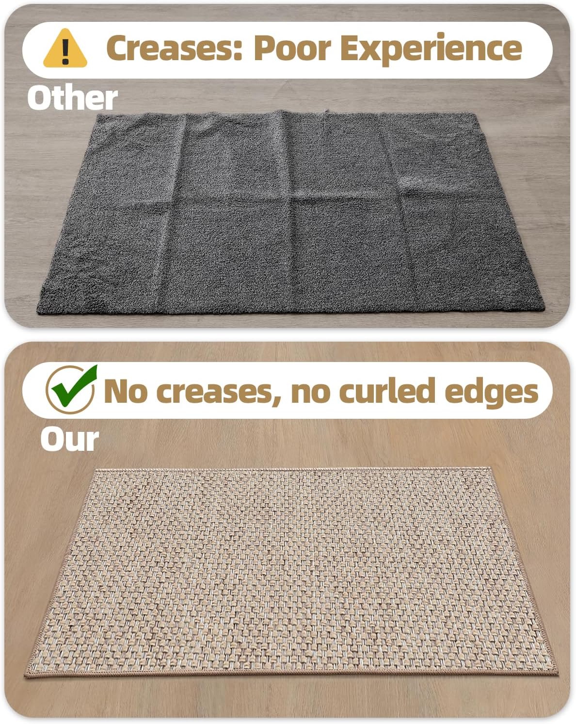 Color&Geometry Ultra-Thin Indoor Door Mat Entrance, 17"x30" Heather Khaki