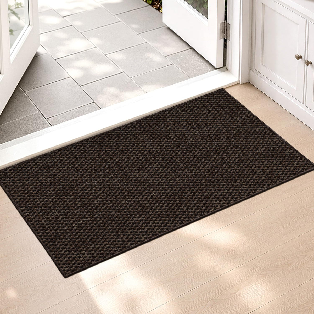 Color&Geometry Ultra-Thin Indoor Door Mat Entrance, 17"x30" Heather Khaki