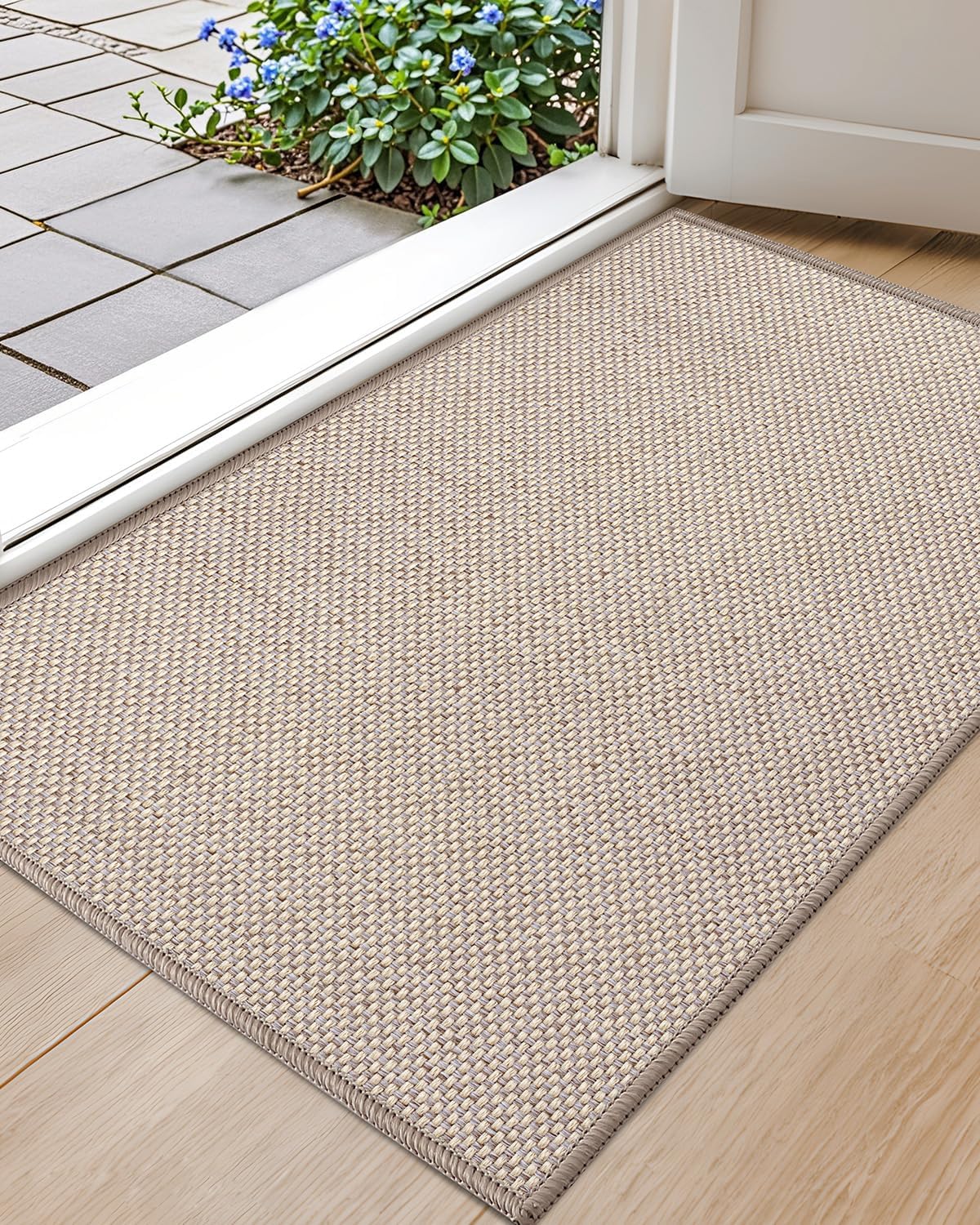 Color&Geometry Ultra-Thin Indoor Door Mat Entrance, 17"x30" Heather Khaki