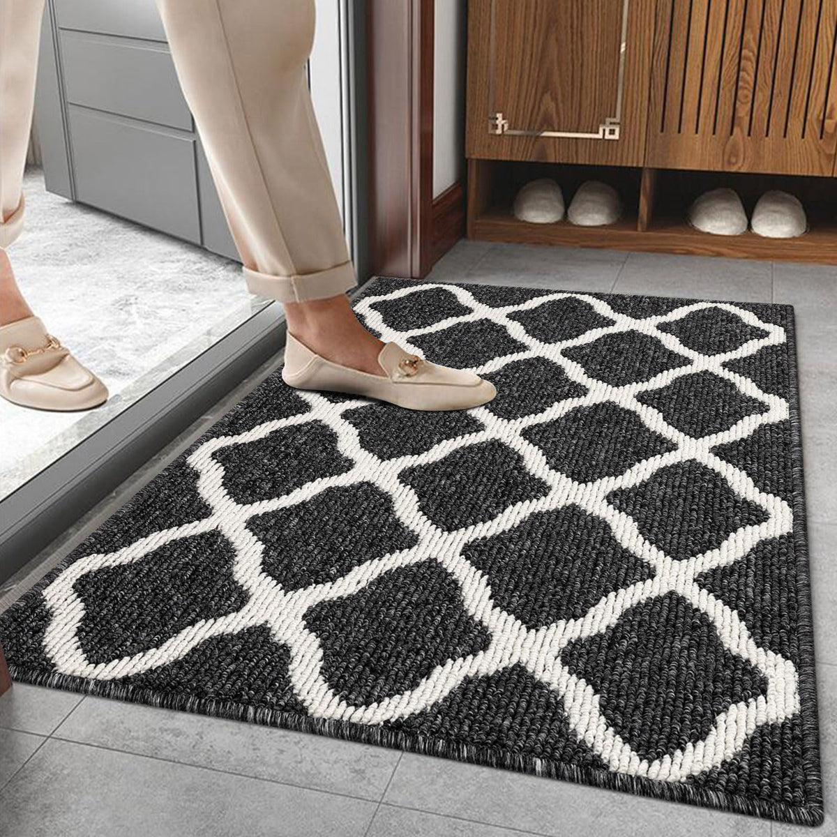 SHACOS Door Mats 20"x32" Indoor Washable Kitchen Entryway Rug Non Slip Absorbent Floor Mat for Home Entrance Garage, Light Gray