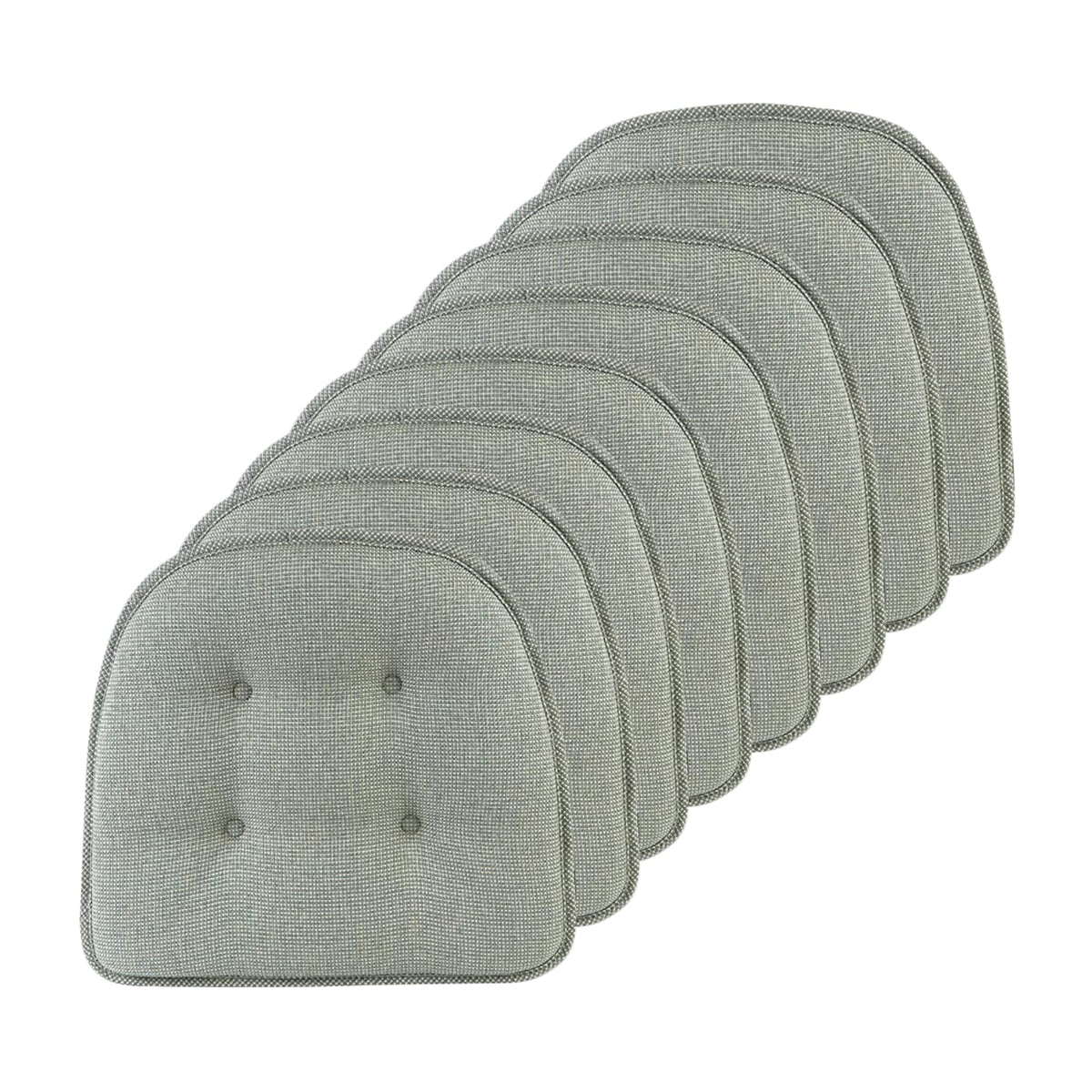 Klear Vu Omega Non-Slip Chair Cushions, Assembled in USA, U-Shaped Skid-Proof Seat Pads for Dining Room, Kitchen, Office, 15"x16" 4 Pack Slub Natural 4 Count