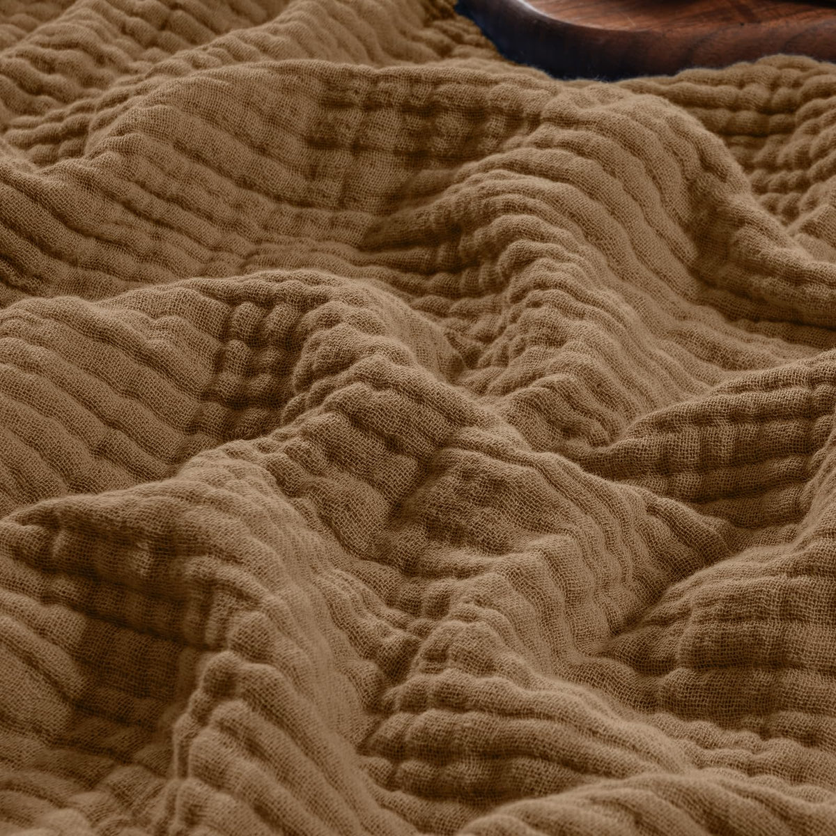 PHF 100% Cotton Muslin Blanket for Adults, Queen Size 90"X90", Taupe