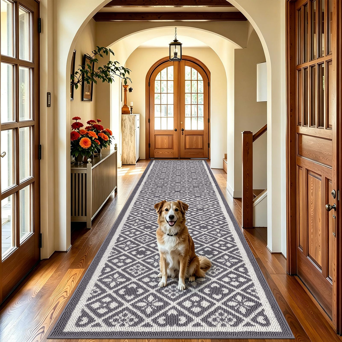 Ileading Fall Indoor Door Mat Washable Orange Muddy Rugs for Dogs 2x3ft