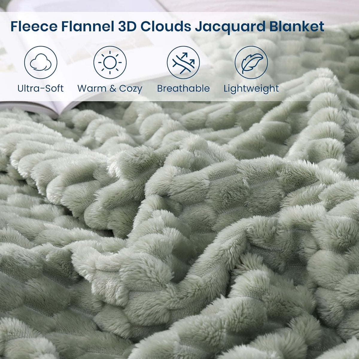 Monbix Throw Blanket for Couch-Room Decor Fuzzy Fleece Flannel Bed Blankets