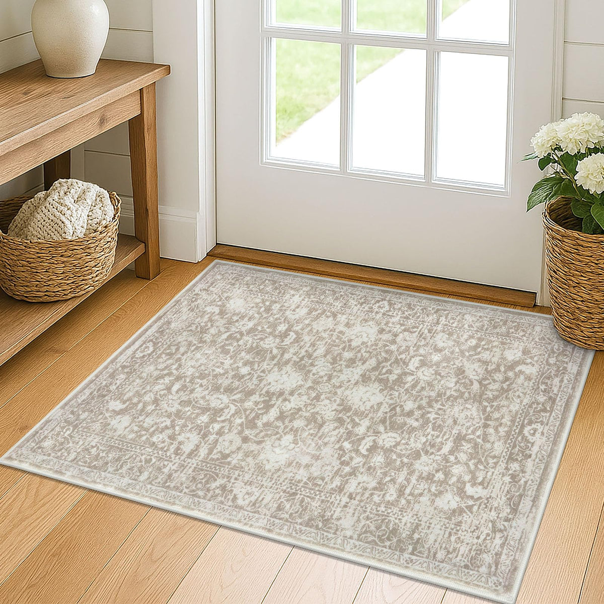 KILOCOCO 2x3 Washable Rug Small Entryway Rugs Indoor Door Mat, Blue/Navy