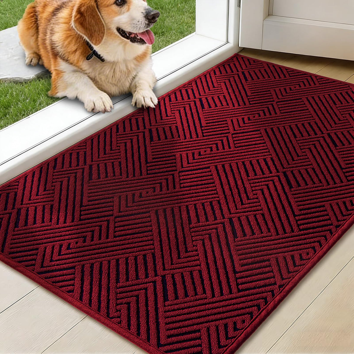 YIHOUSE Indoor Door Mat 24" x 36", Non-Slip Washable Entryway Mat, Dirt Trapper Absorbent Entrance Mat, Low Profile Floor Mat for Front/Back Door, Entryway, Brown