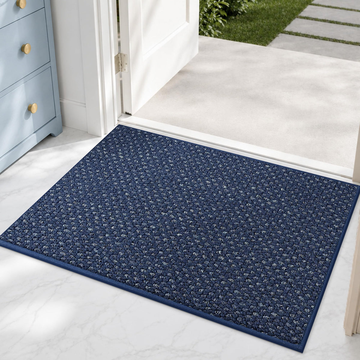COSY HOMEER Door Mat Non-Slip Entryway Rugs Dirt Trapper, 17"x30", Beige