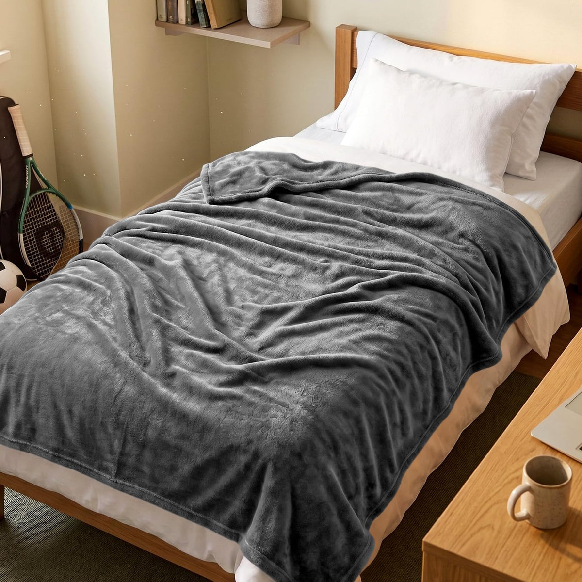 Utopia Bedding Ultra Soft Fleece Bed Blanket Throw Size Grey (50x60 Inches)