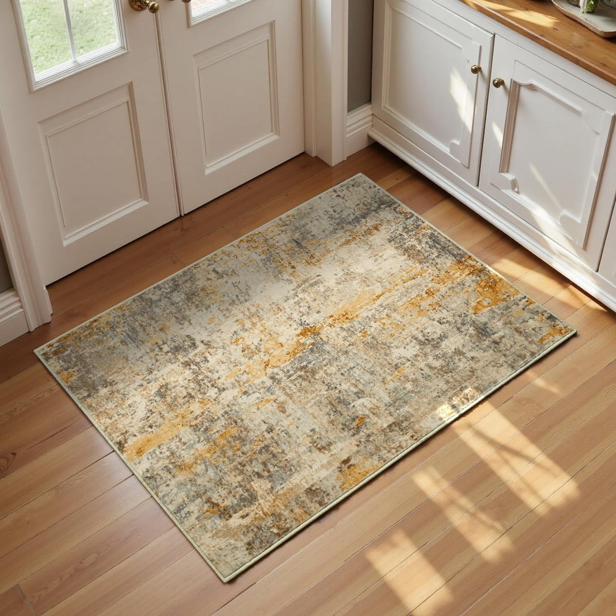 Entrance Rugs Indoor 2x3 Grey Entry Rug Washable Abstract Small Area Rug Non-Slip Low Pile Throw Rugs for Entryway, Kitchen Floor, Front Door Indoor Door Mat, Bathroom, Bedroom Bedside
