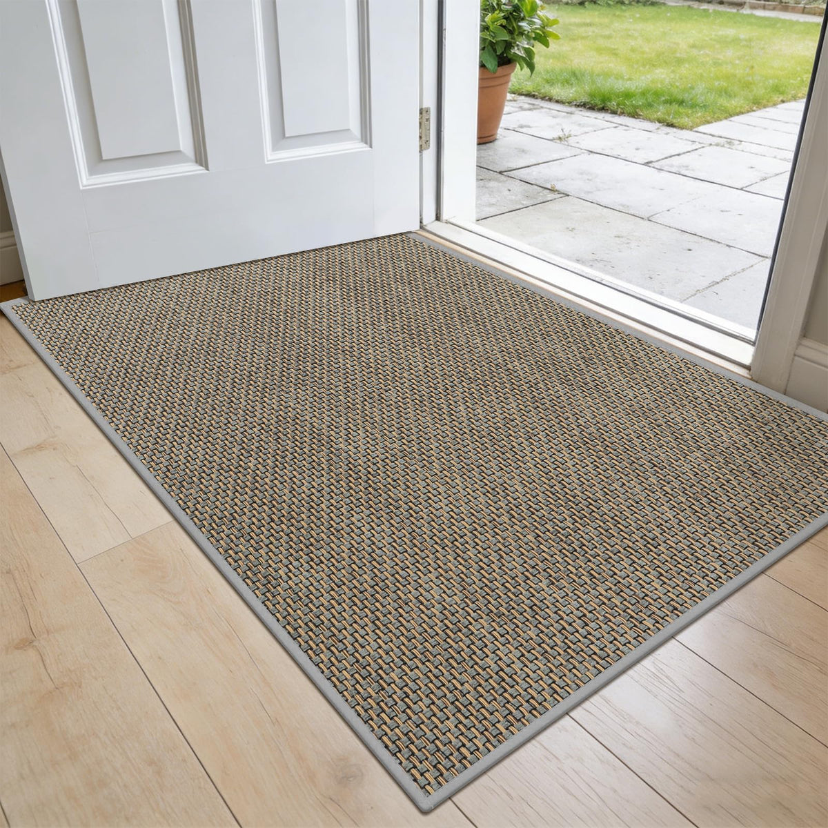 LEKEEPGO Ultra Thin Indoor Door Mat 17"x29", Non Slip Door Mat, Khaki