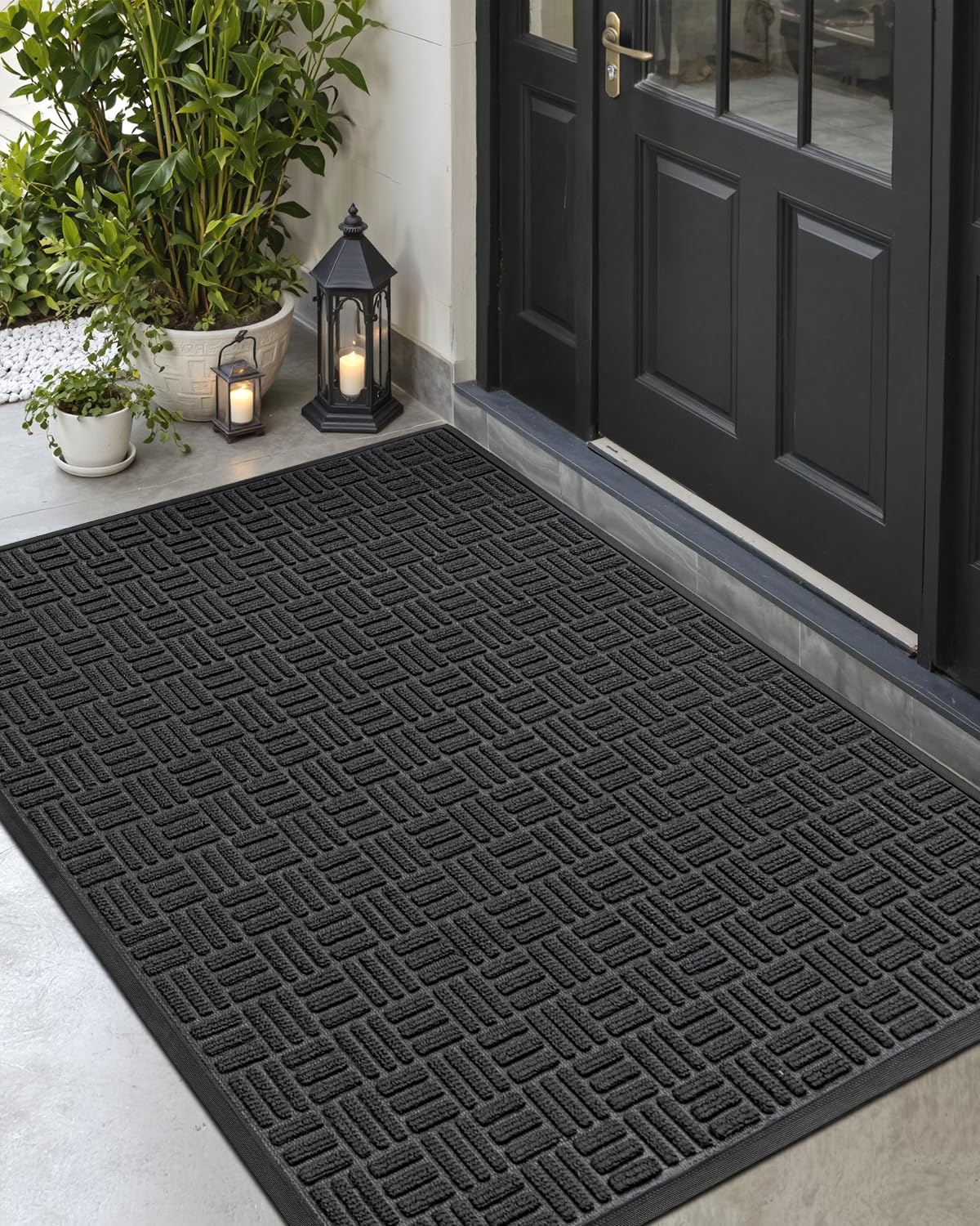 DEXI Front Door Mat Outside Entrance 48x72 Rubber Entry Doormat Brown