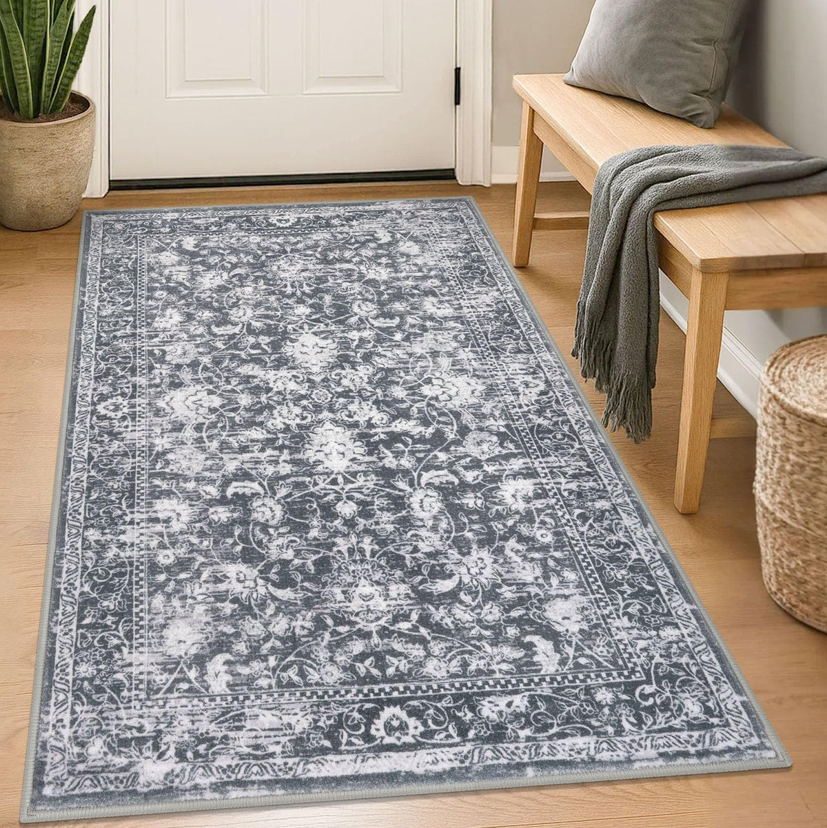 KILOCOCO 2x3 Washable Rug Small Entryway Rugs Indoor Door Mat, Blue/Navy
