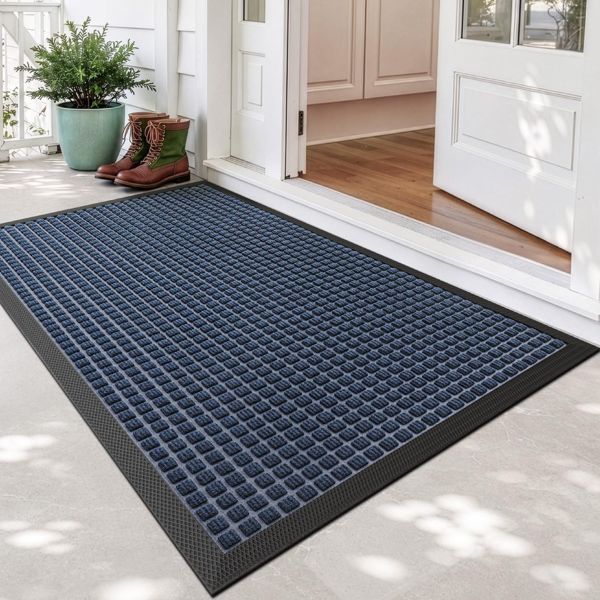 DEXI Front Door Mat Outside Entrance 48x72 Rubber Entry Doormat Brown