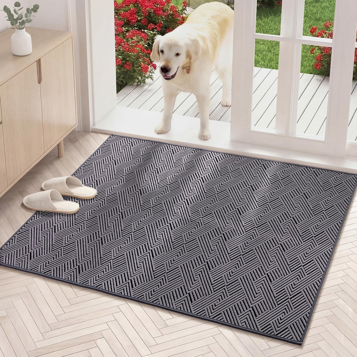 YIHOUSE Indoor Door Mat 24" x 36", Non-Slip Washable Entryway Mat, Dirt Trapper Absorbent Entrance Mat, Low Profile Floor Mat for Front/Back Door, Entryway, Brown