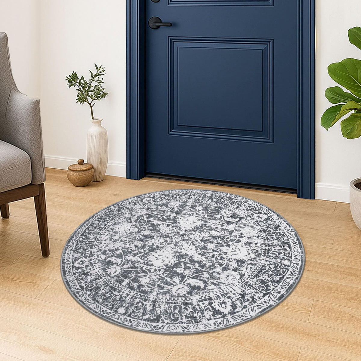 KILOCOCO 2x3 Washable Rug Small Entryway Rugs Indoor Door Mat, Blue/Navy