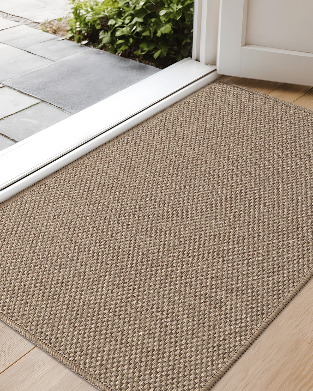 Color&Geometry Ultra-Thin Indoor Door Mat Entrance, 17"x30" Heather Khaki
