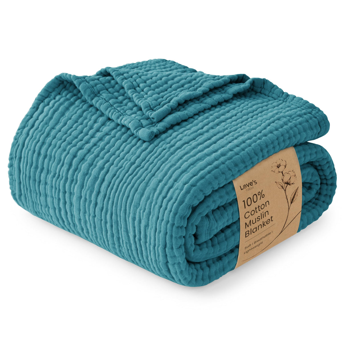 Love's cabin 100% Cotton Muslin Blanket Throw for Couch, Khaki