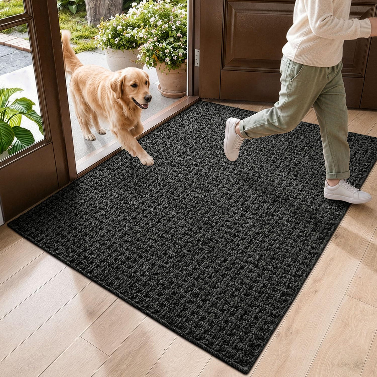 DEXI Door Mat Indoor Entrance 24x36, Entryway Doormats, Beige