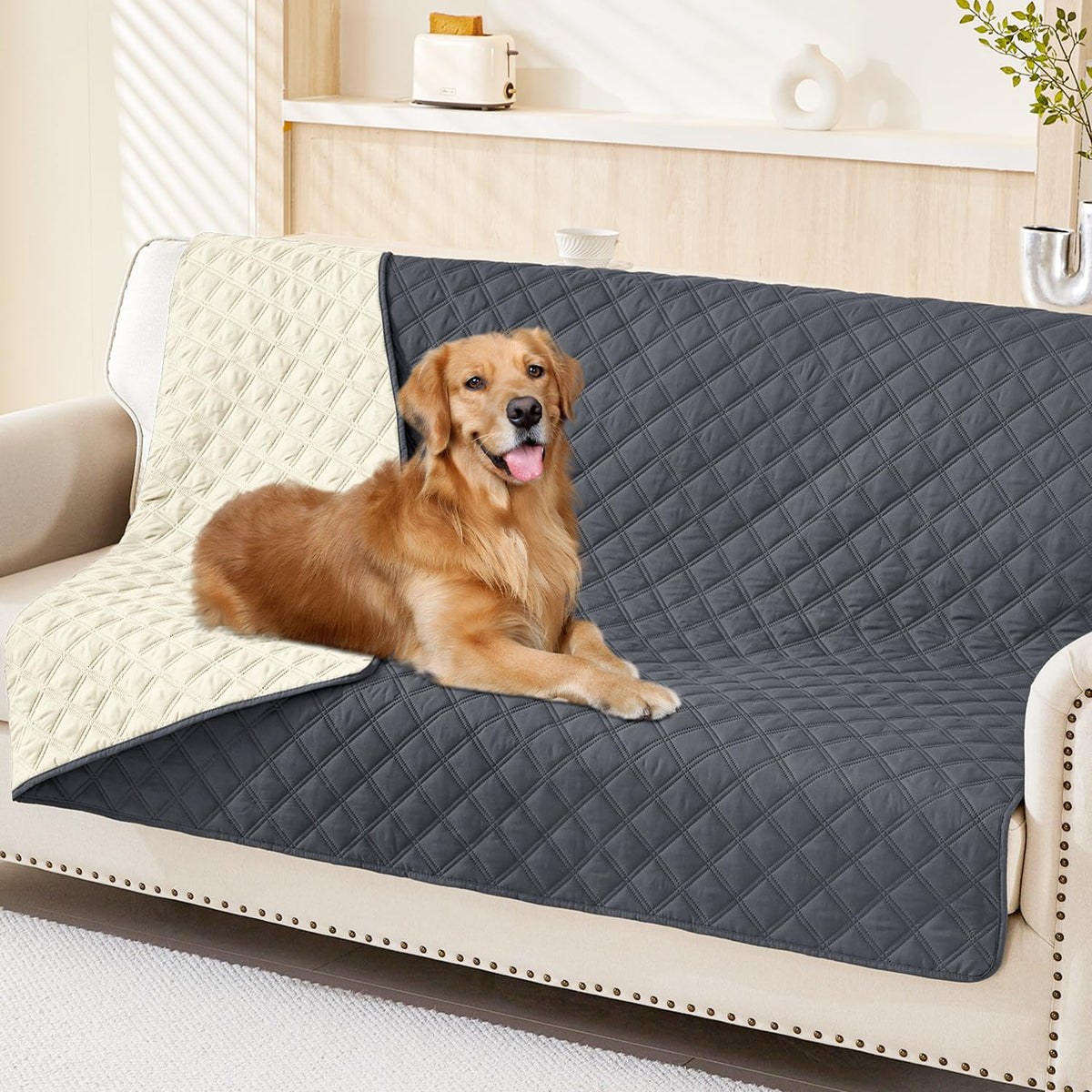 Smiry Waterproof Reversible Pet Couch Covers for Dogs