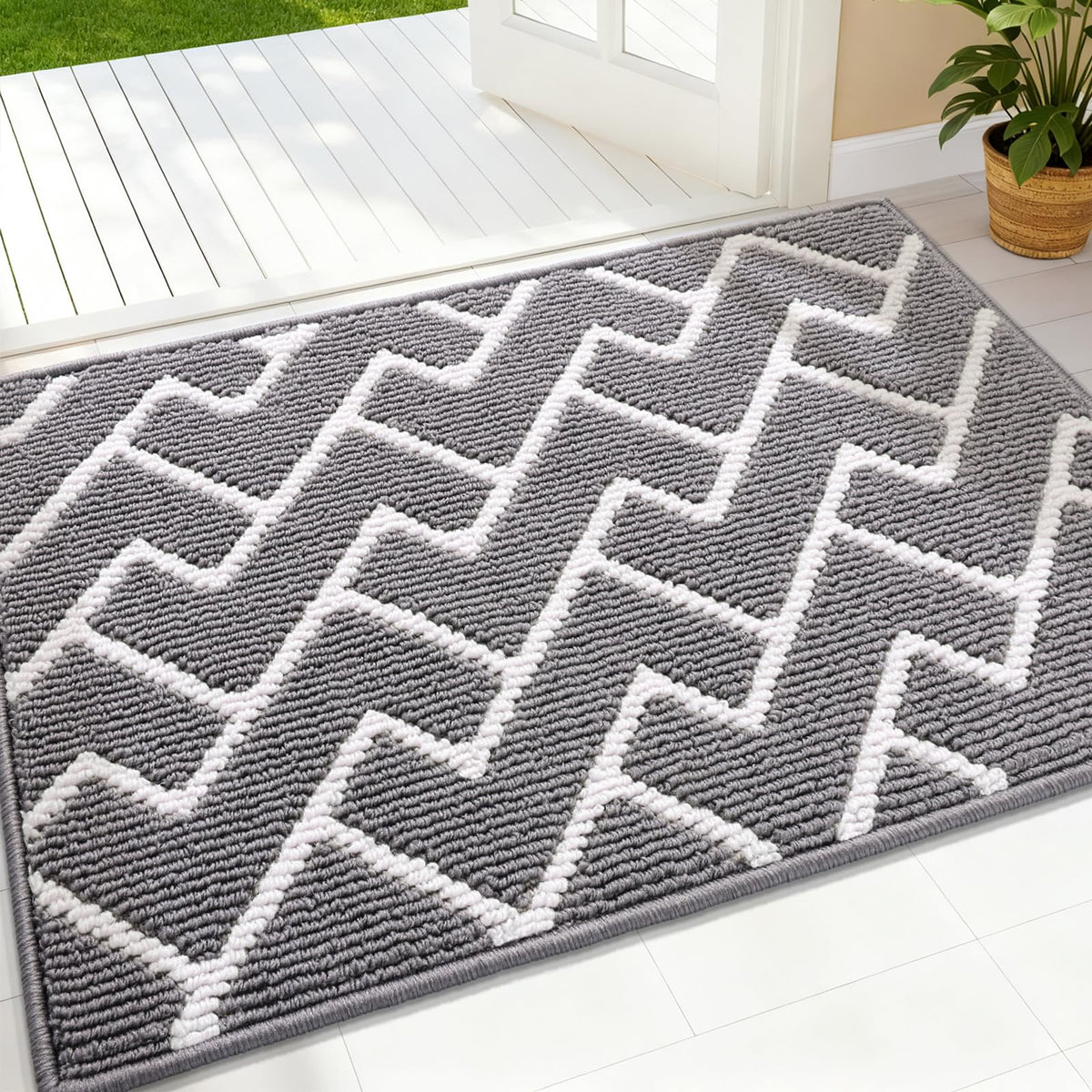 OLANLY Indoor Door Mat 32x20, Low-Profile Dirt Resistant Doormat, Grey