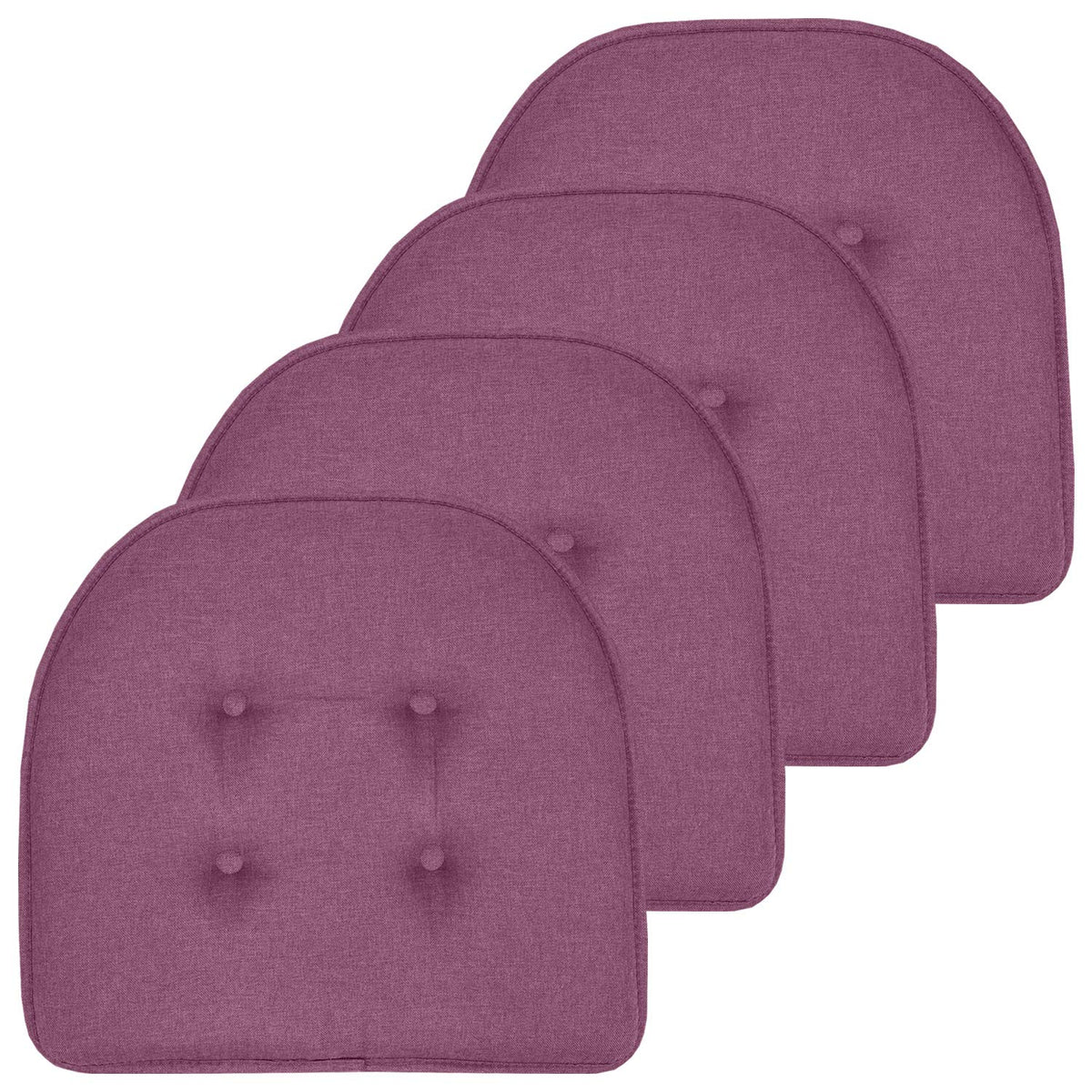 Sweet Home Collection Chair Cushion Memory Foam Pads Tufted Slip Non Skid Rubber Back U-Shaped 17" x 16" Seat Cover, 4 Count (Pack of 1), Army Green