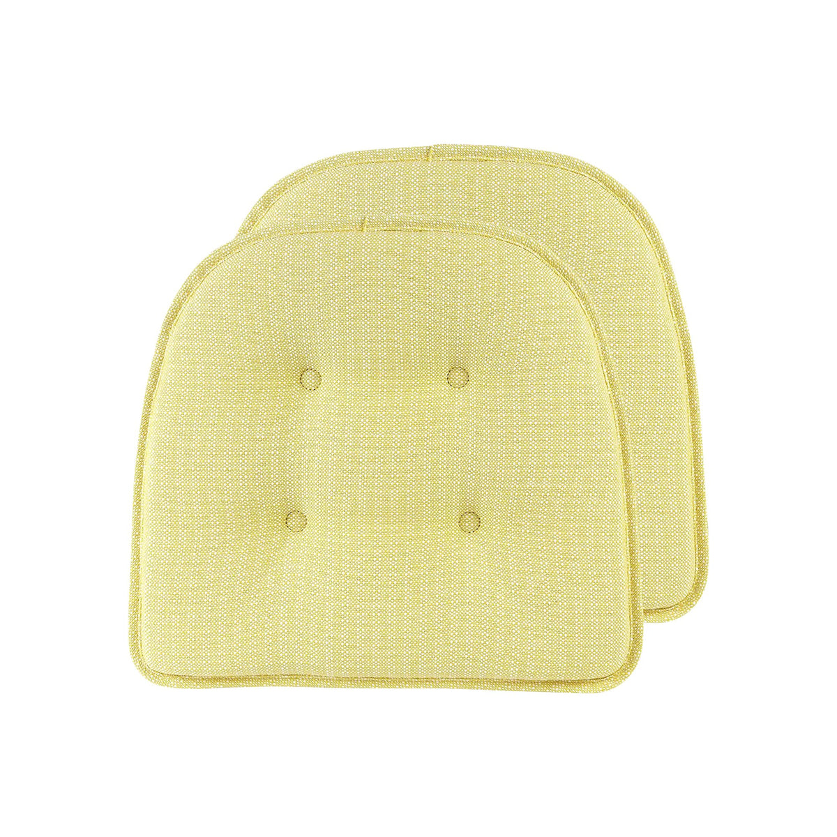 Klear Vu Omega Non-Slip Chair Cushions, Assembled in USA, U-Shaped Skid-Proof Seat Pads for Dining Room, Kitchen, Office, 15"x16" 4 Pack Slub Natural 4 Count