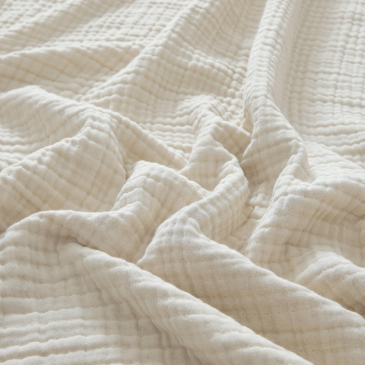 PHF 100% Cotton Muslin Blanket for Adults, Queen Size 90"X90", Taupe