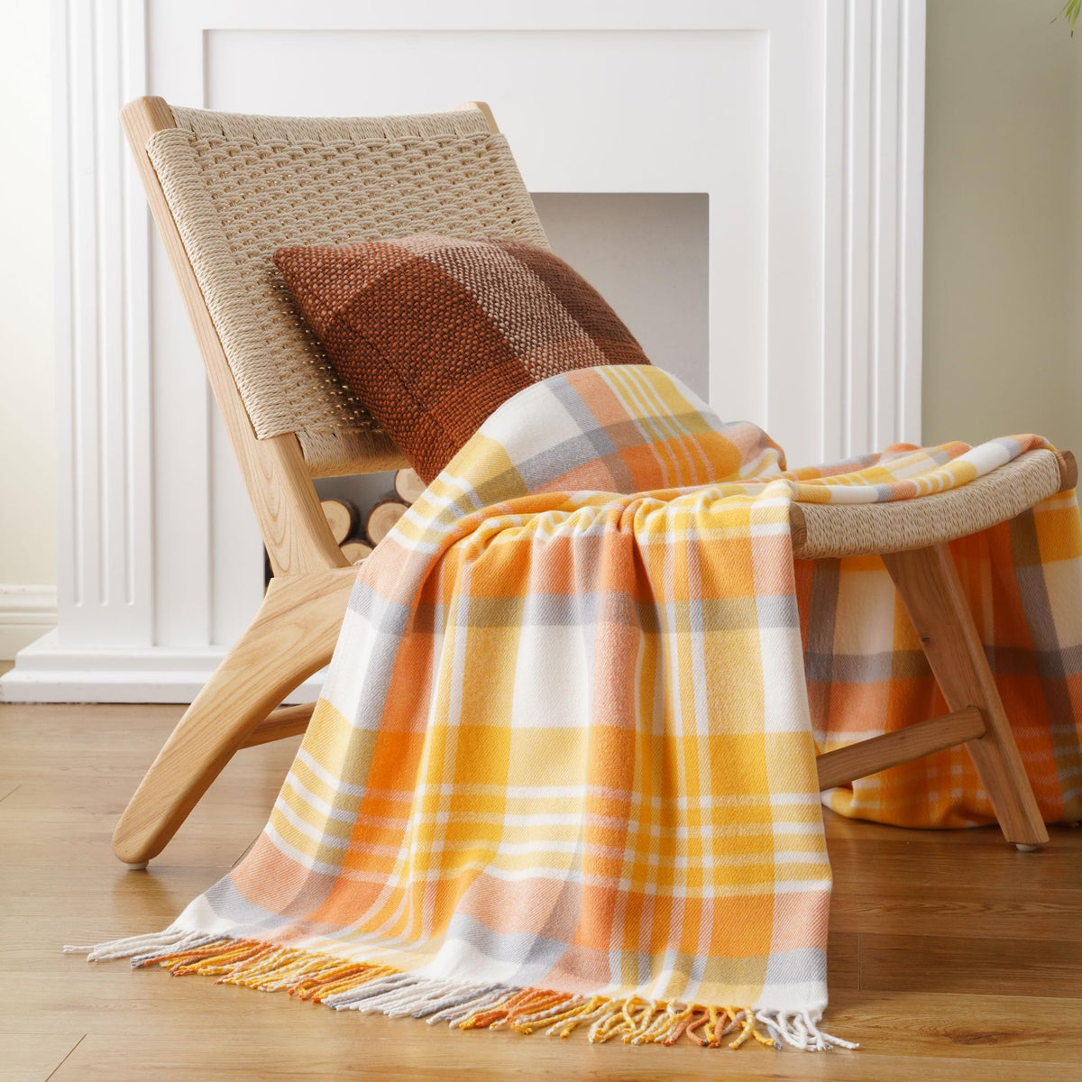 Fall Plaid Throw Blanket for Couch, Rustic Knit Throw Blanket 50"x60"