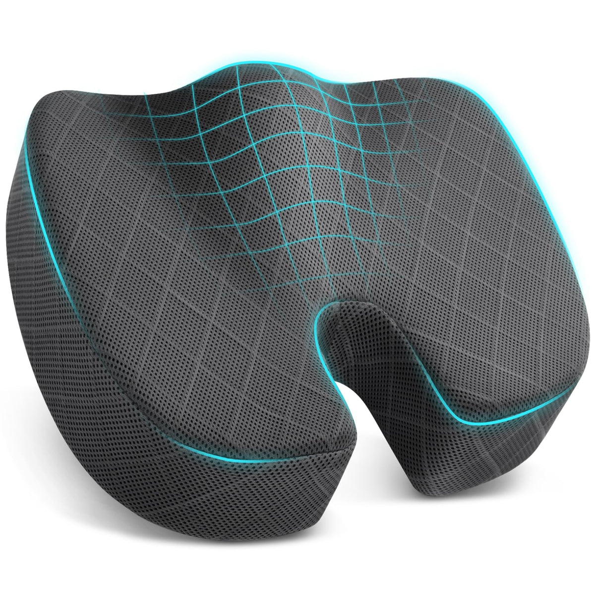TushGuard Seat Cushion, Memory Foam Office Chair Cushion - Black, Large