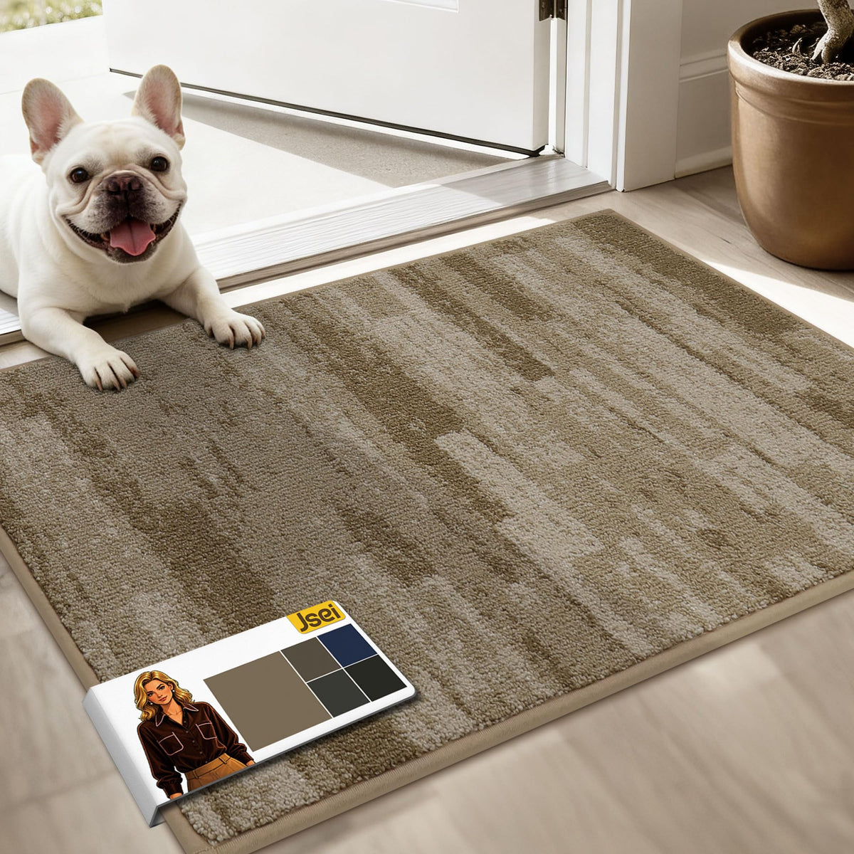 JSEI Dirt Trapper Door Mat 20"x32", Non-Slip Doormat, Blue