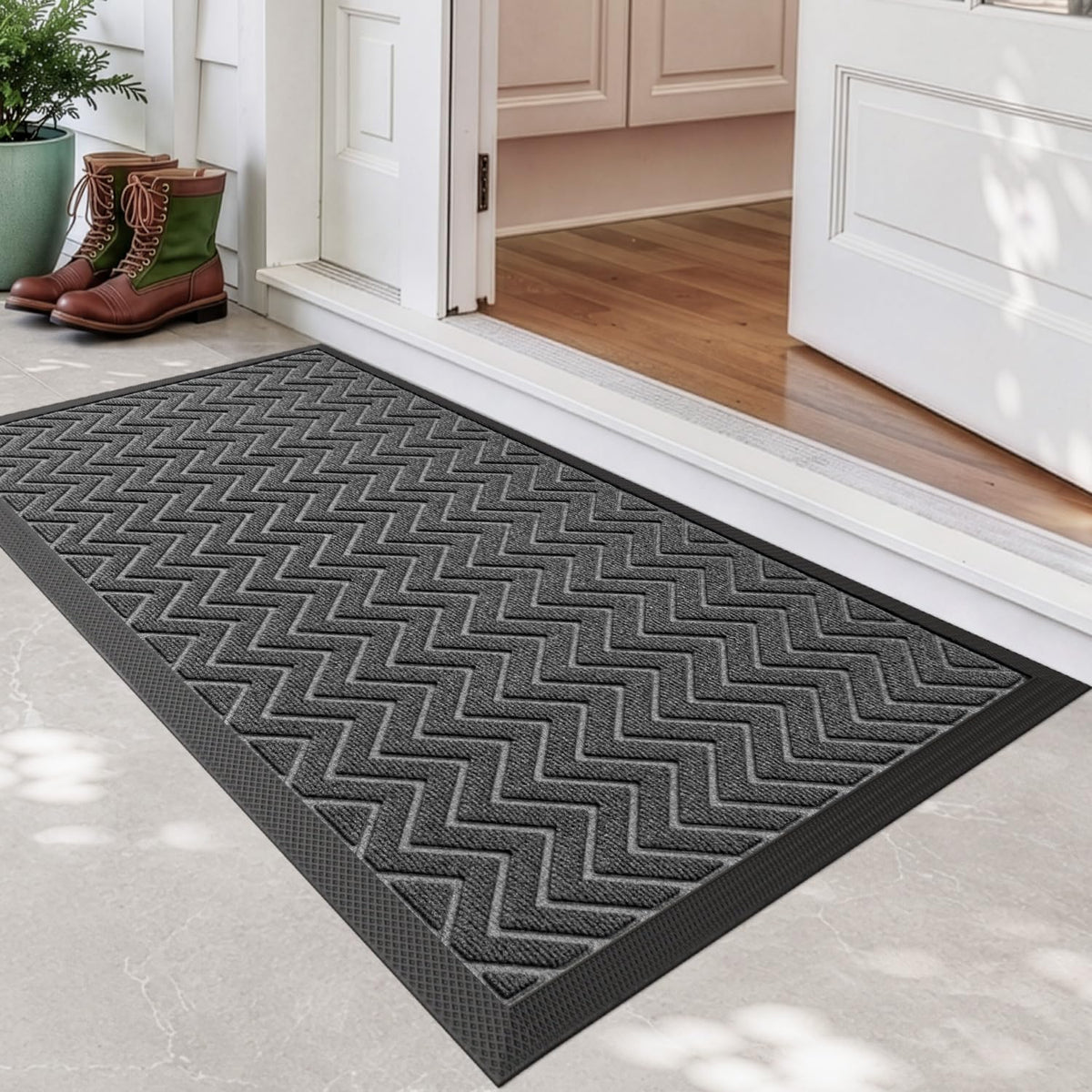 DEXI Front Door Mat Outside Entrance 48x72 Rubber Entry Doormat Brown