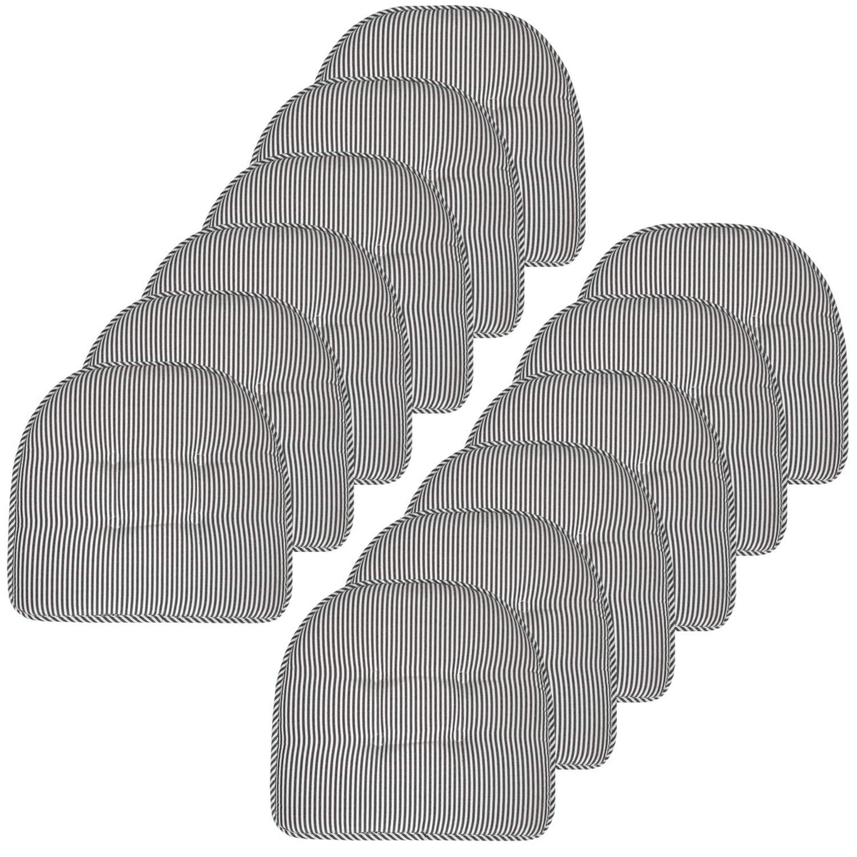 Sweet Home Collection Chair Cushion Memory Foam Pads Tufted Slip Non Skid Rubber Back U-Shaped 17" x 16" Seat Cover, 4 Count (Pack of 1), Army Green