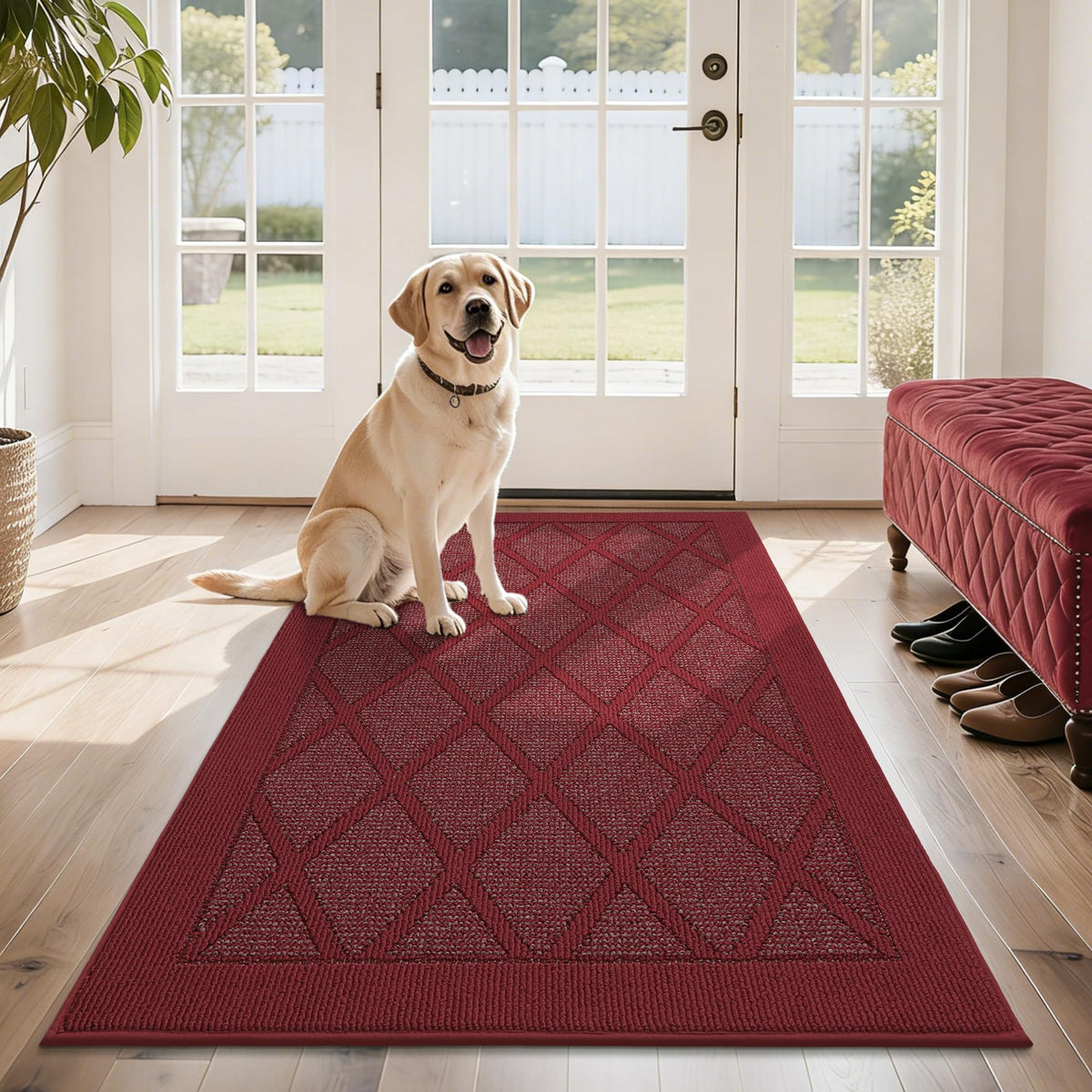 COSY HOMEER Non-Slip Door Mat 20"x32",Entryway Rugs Low Profile,Beige