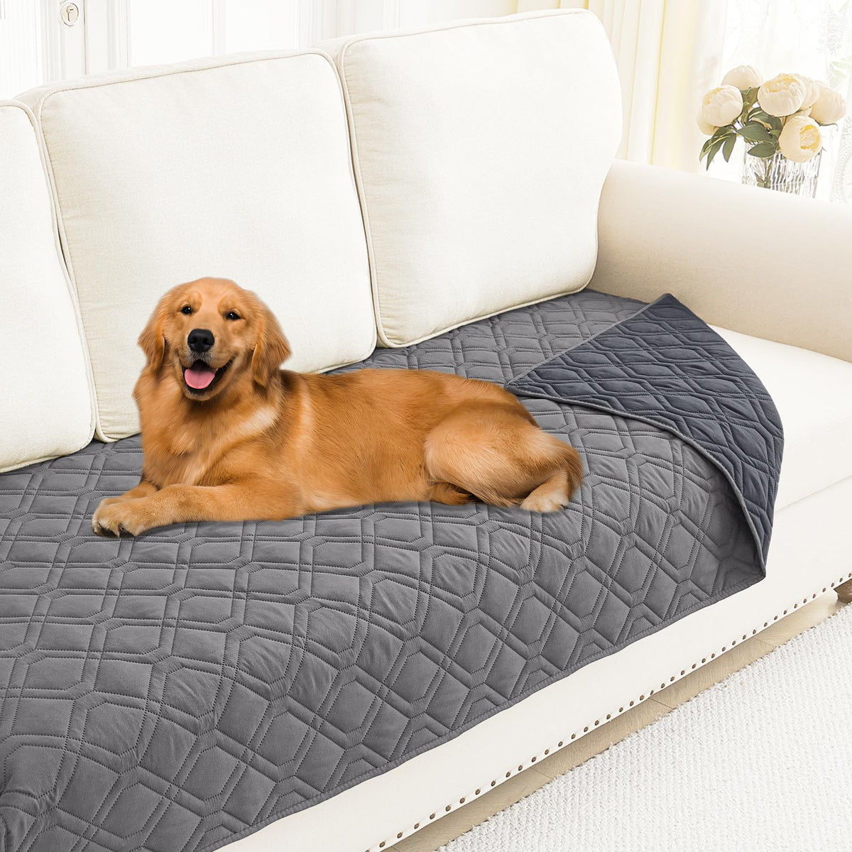 Smiry Waterproof Reversible Pet Couch Covers for Dogs
