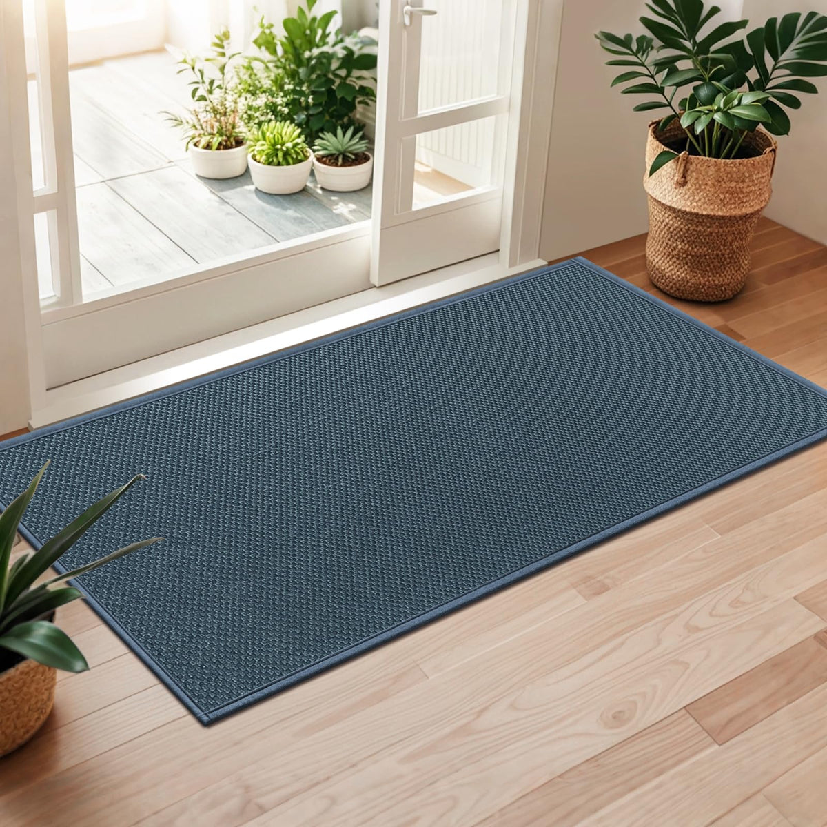 LEKEEPGO Door Mat 17"x29", Non Slip Washable Indoor Door Mat, Khaki