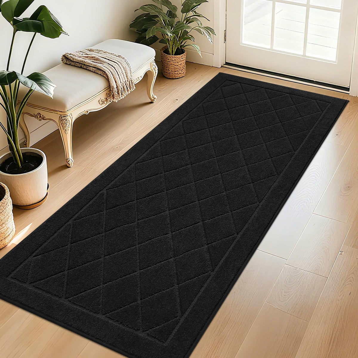 BEQHAUSE Dirt Trapper Door Mat 32" x 48", Doormat Non-Slip, Dark Grey