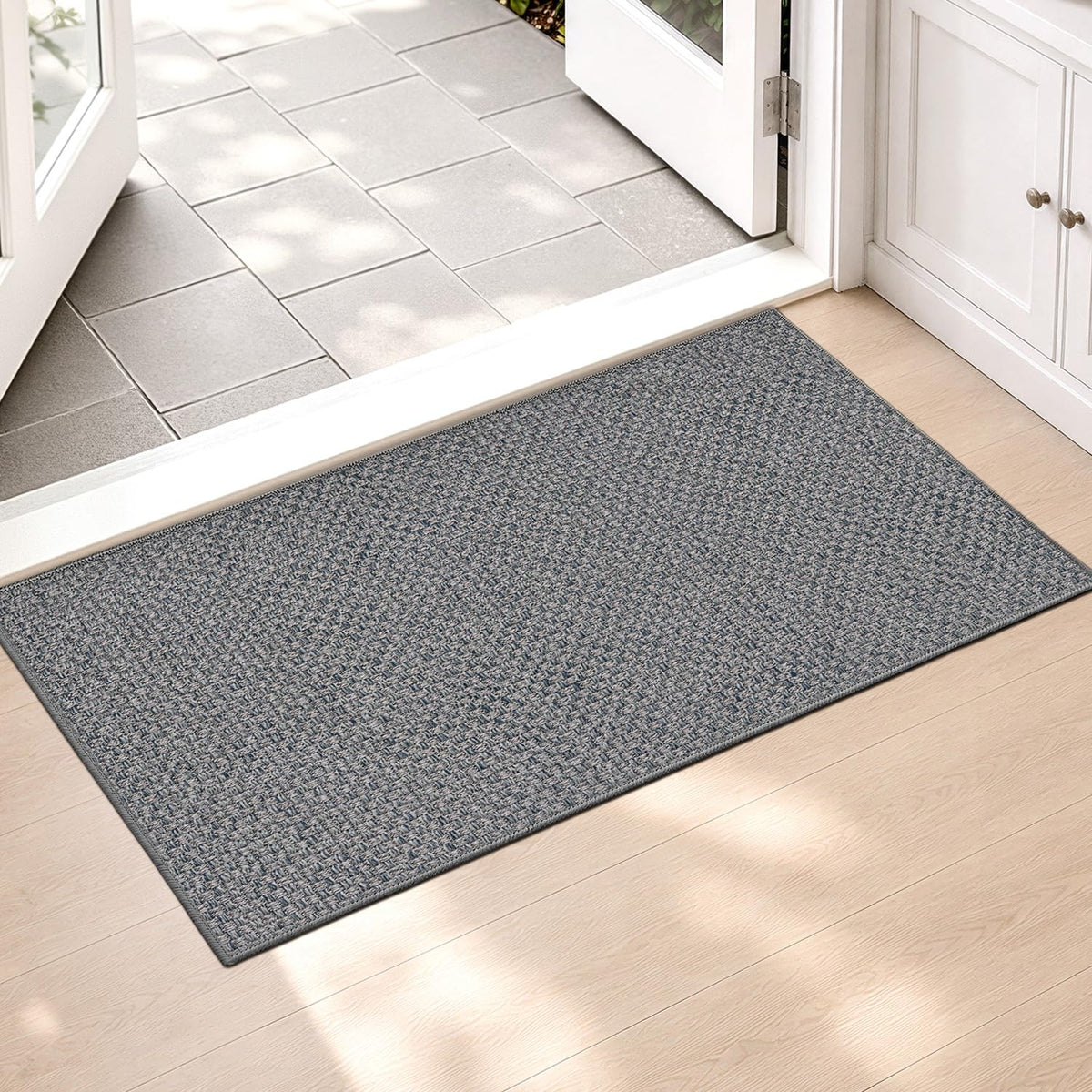 Color&Geometry Ultra-Thin Indoor Door Mat Entrance, 17"x30" Heather Khaki
