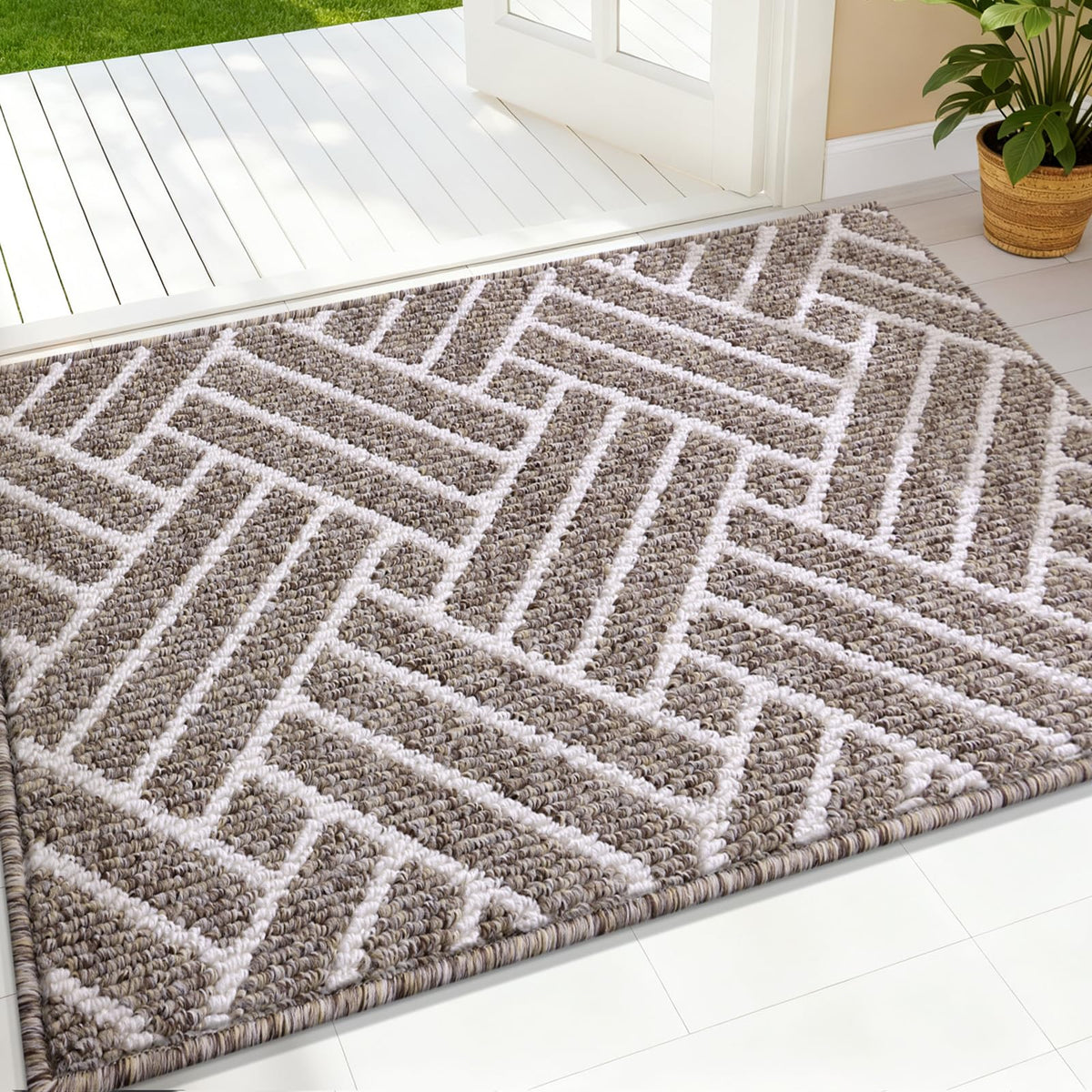 OLANLY Indoor Door Mat 32x20, Low-Profile Dirt Resistant Doormat, Grey