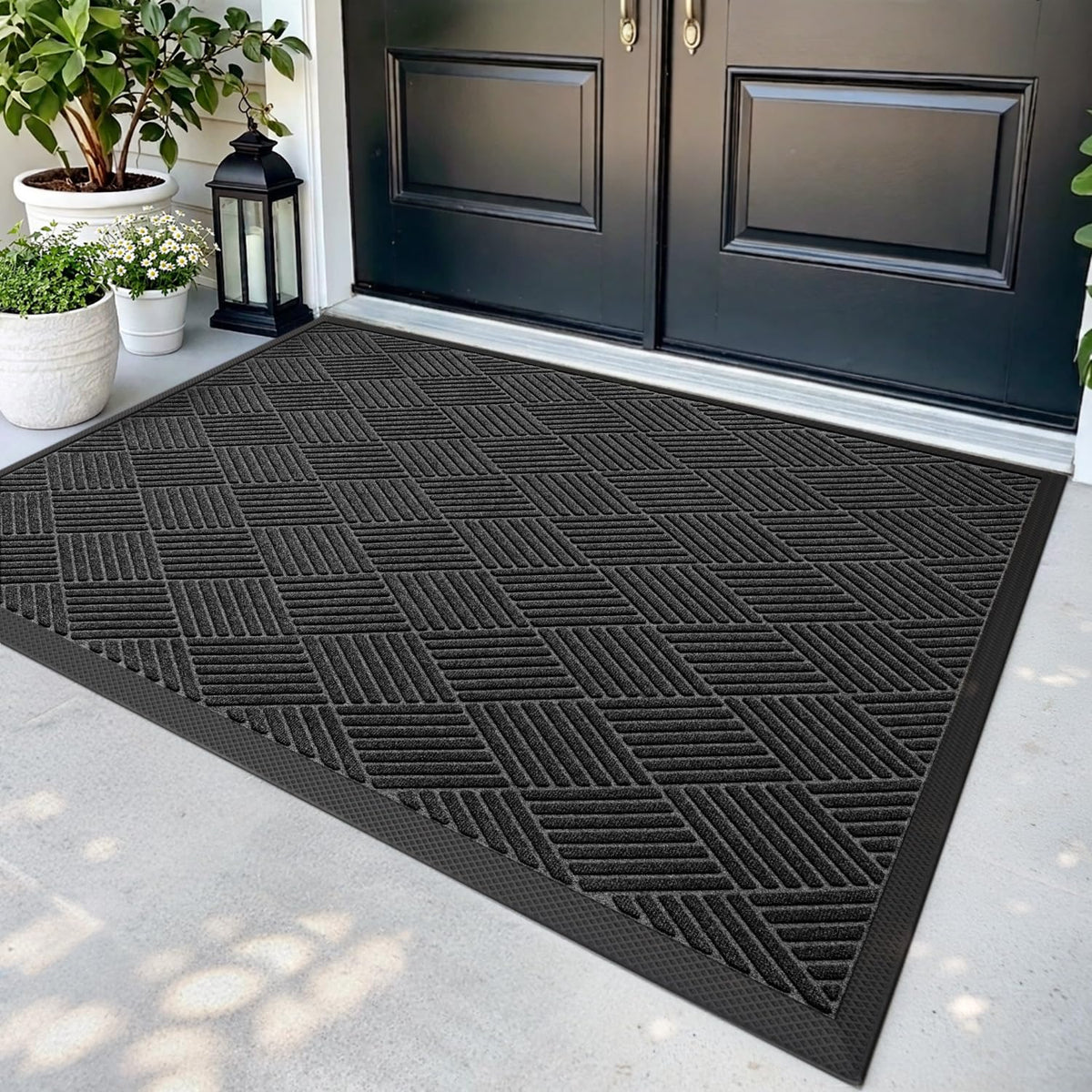 DEXI Front Door Mat Outside Entrance 48x72 Rubber Entry Doormat Brown