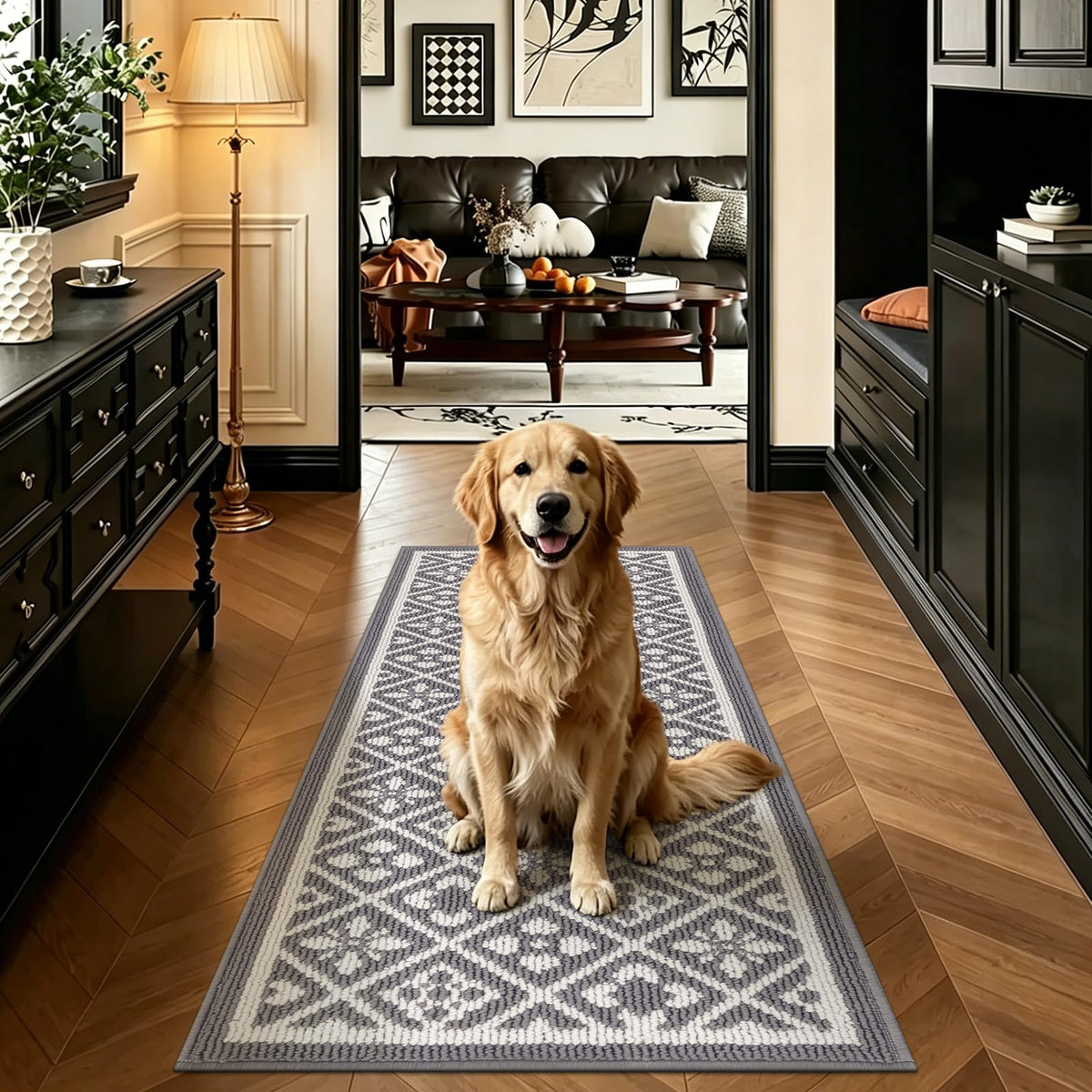 Ileading Fall Indoor Door Mat Washable Orange Muddy Rugs for Dogs 2x3ft
