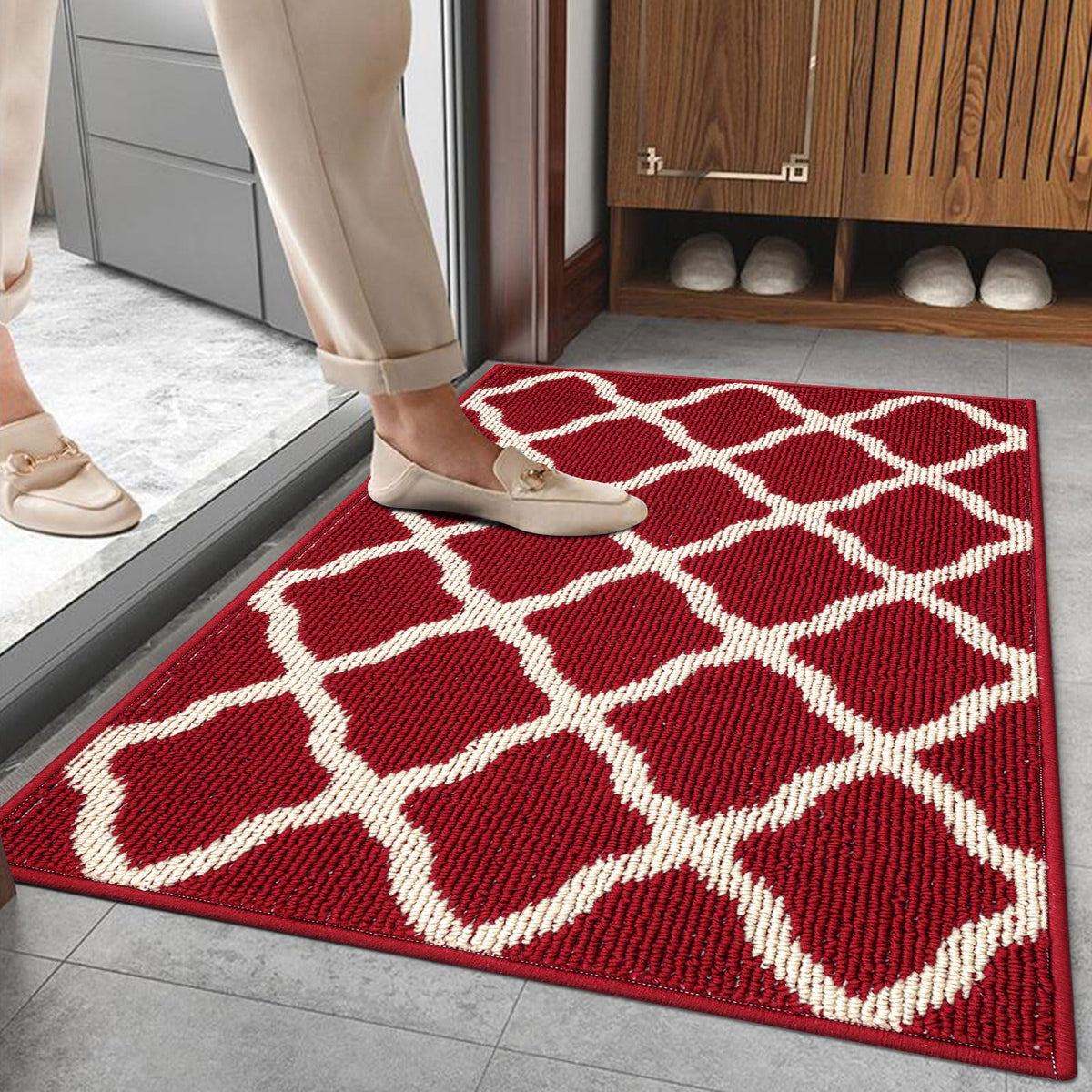SHACOS Door Mats 20"x32" Indoor Washable Kitchen Entryway Rug Non Slip Absorbent Floor Mat for Home Entrance Garage, Light Gray