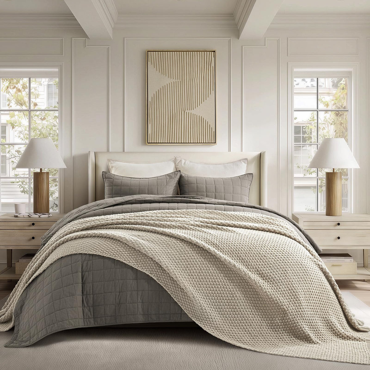 EVERGRACEHOME Chunky Chenille Knit Throw Blanket, 50 x 60, Beige