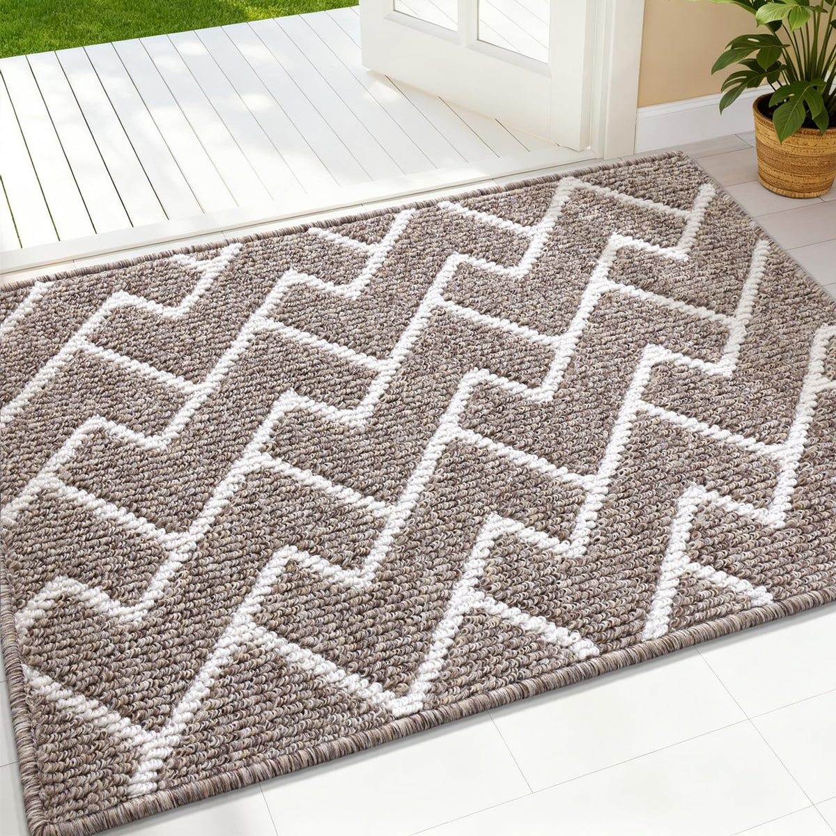 OLANLY Indoor Door Mat 32x20, Low-Profile Dirt Resistant Doormat, Grey