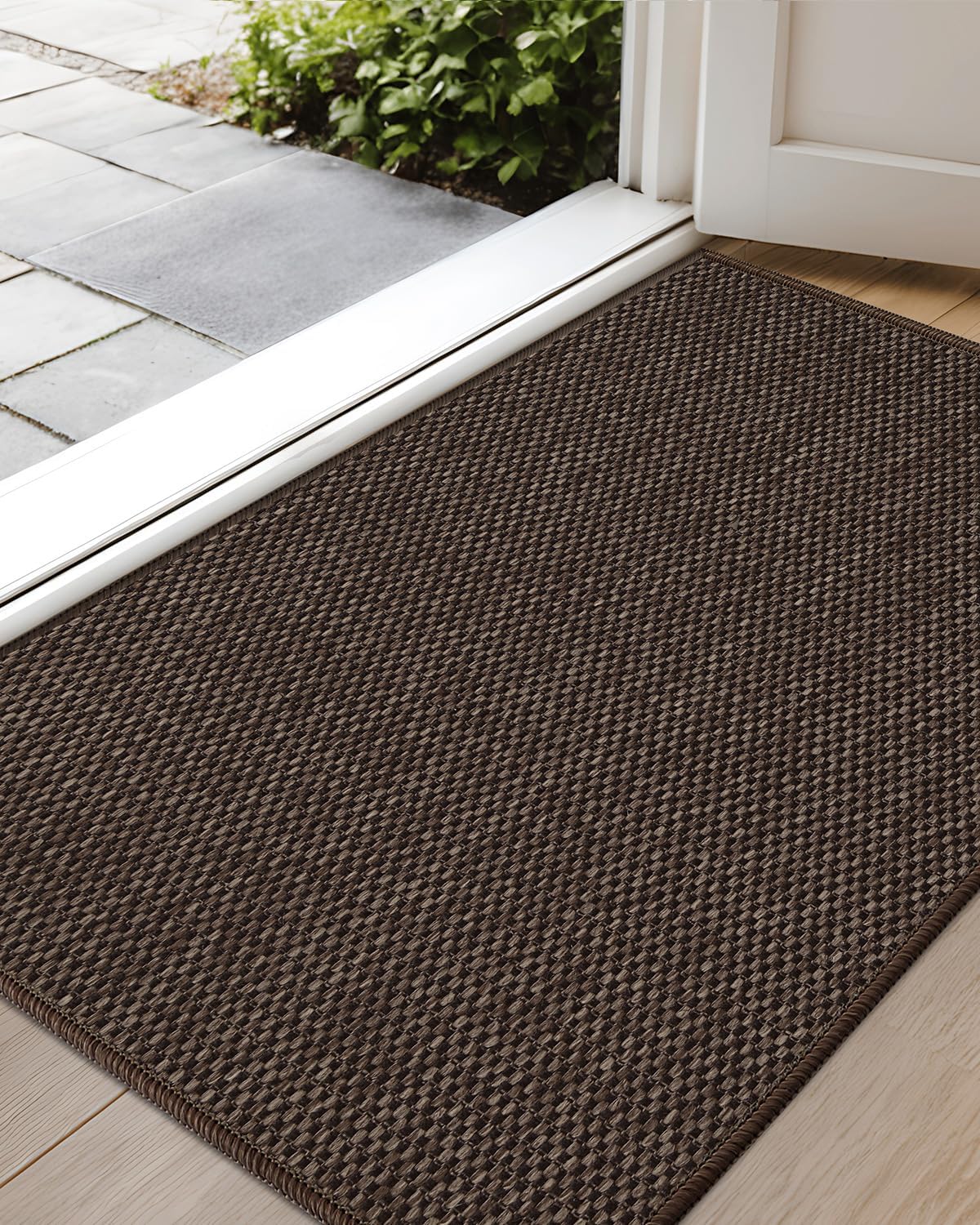 Color&Geometry Ultra-Thin Indoor Door Mat Entrance, 17"x30" Heather Khaki
