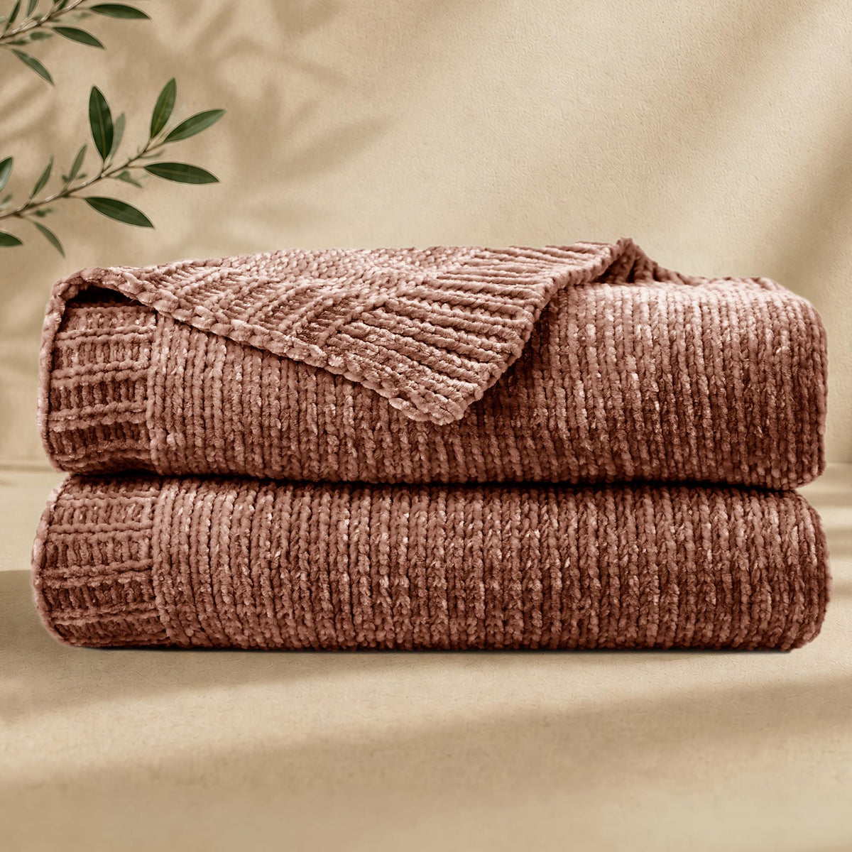 Chenille Throw Blanket for Couch, Cozy Soft Blanket Lightweight Decorative Throw for Living Room Sofa Chair, Stylish Home Decor, Ideal for Gifting, Yellow 50"x60"