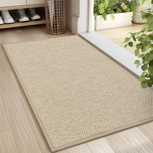 LEKEEPGO Door Mat 24"x36", Non Slip Washable Indoor Door Mat, Khaki
