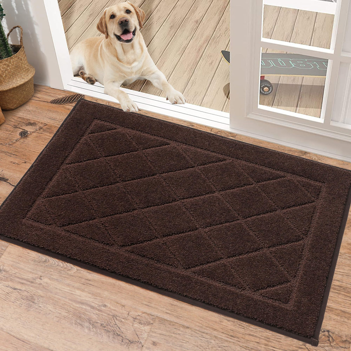 BEQHAUSE Dirt Trapper Door Mat 32" x 48", Doormat Non-Slip, Dark Grey