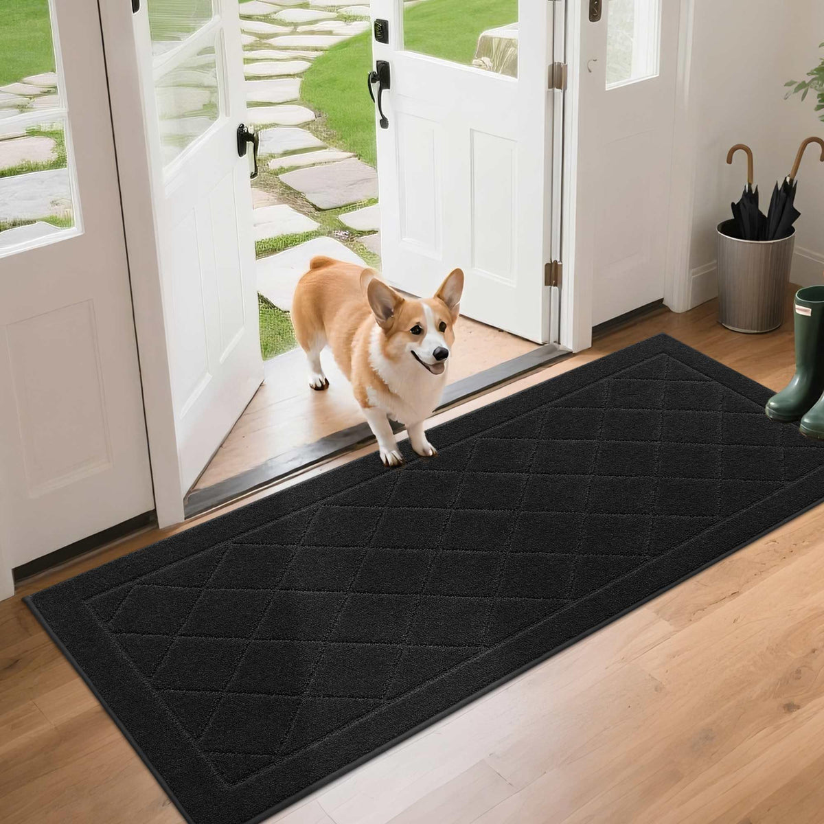 BEQHAUSE Dirt Trapper Door Mat 20" x 32", Doormat Non-Slip, Navy Blue